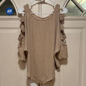 ADT Women's Beige Cold Shoulder Blouse